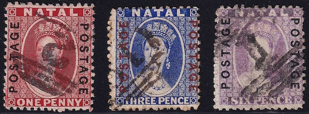 1870/3 Natal Queen Victoria Overprinted Used Set of 3  @ CV  R1,900