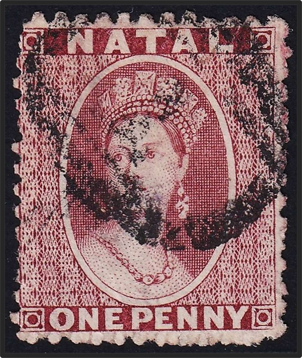 1863/5 Natal 1d Queen Victoria CC.16a Used, Wmk Reversed & Inverted  @ CV  R3,500