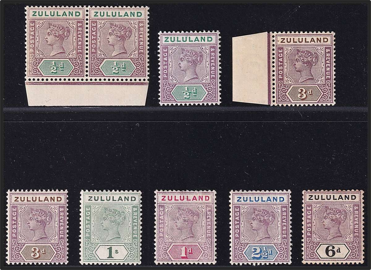 1894/6 Zululand UMM(½d,3d & 1/-),  Rest MM(*) @ CV  R3,595