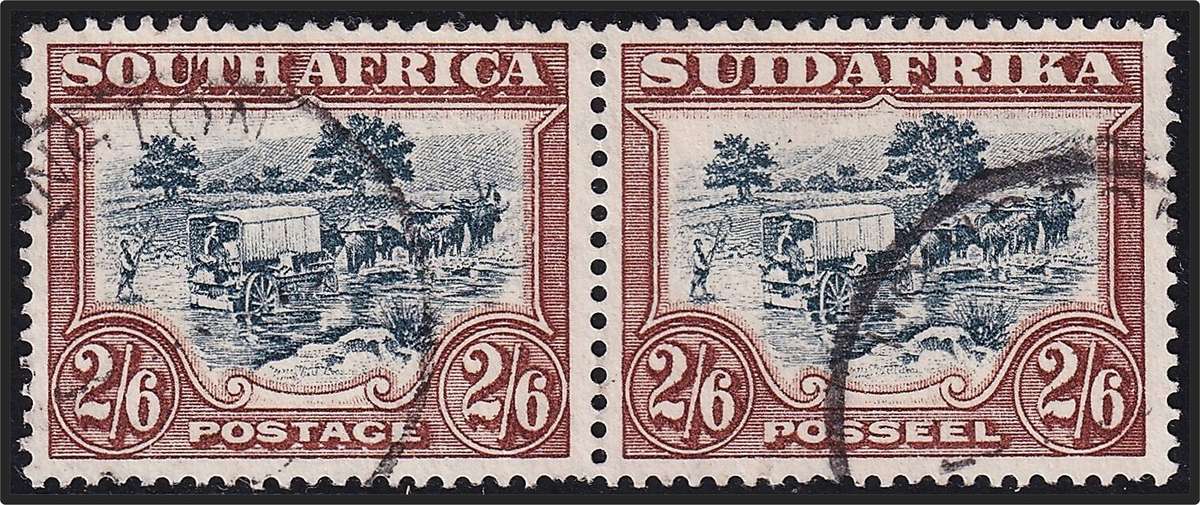 1932 Union 2/6 ROTO VFU, Greyish Green & Brown, CC.50c  @ CV  R2,400 (Scarce Shade)