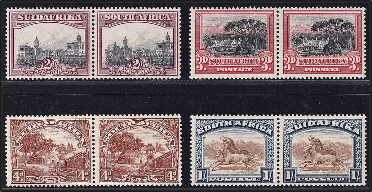 1927 Union London Printing 2d to 1/- UMM(**) CC.33-36  @ CV  R5,800