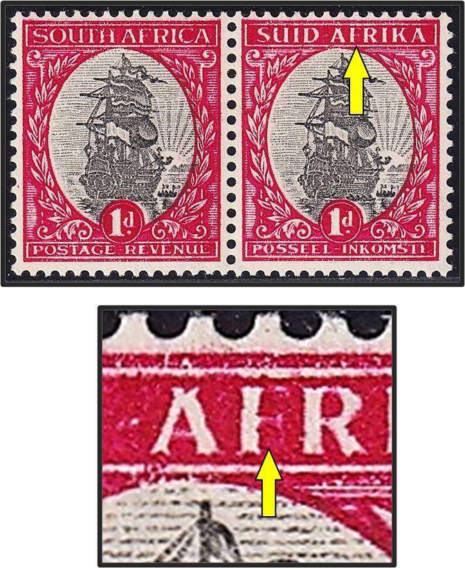 1950 Union 1d MM(*) CC.114 (Issue.15) Variety - Smudge on "F" in AFRIKA