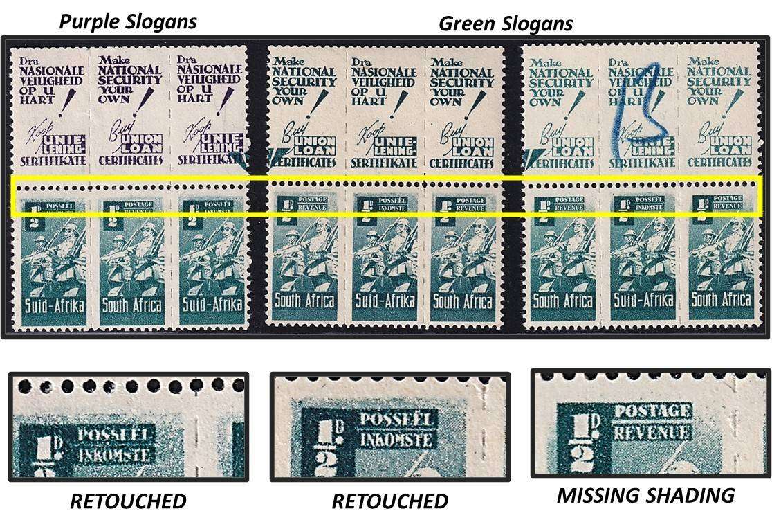 1942 Union ½d UMM(**) UHB Var.1 & 2 - Missing Background & Retouched Background