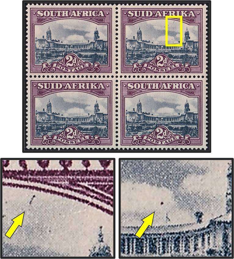 1945 Union 2d MM/UMM Varieties - Blue Slash top Right & Purple Dot above Building