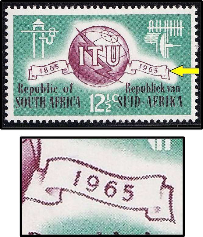 1965 RSA 12½c ITU UMM(**) Variety - No Shading on "1965"
