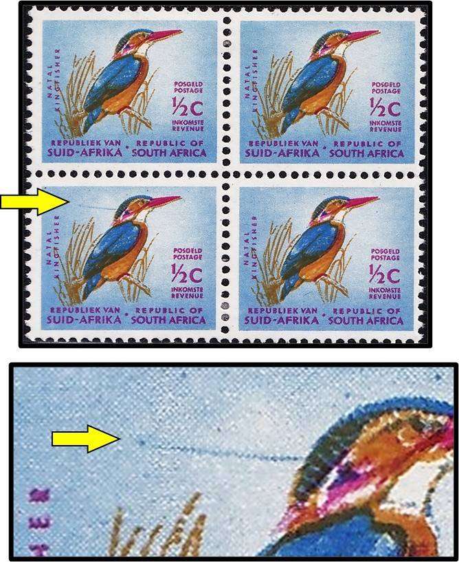 1961 RSA ½c MM(*) Variety - "Arrow" in Bird's Head