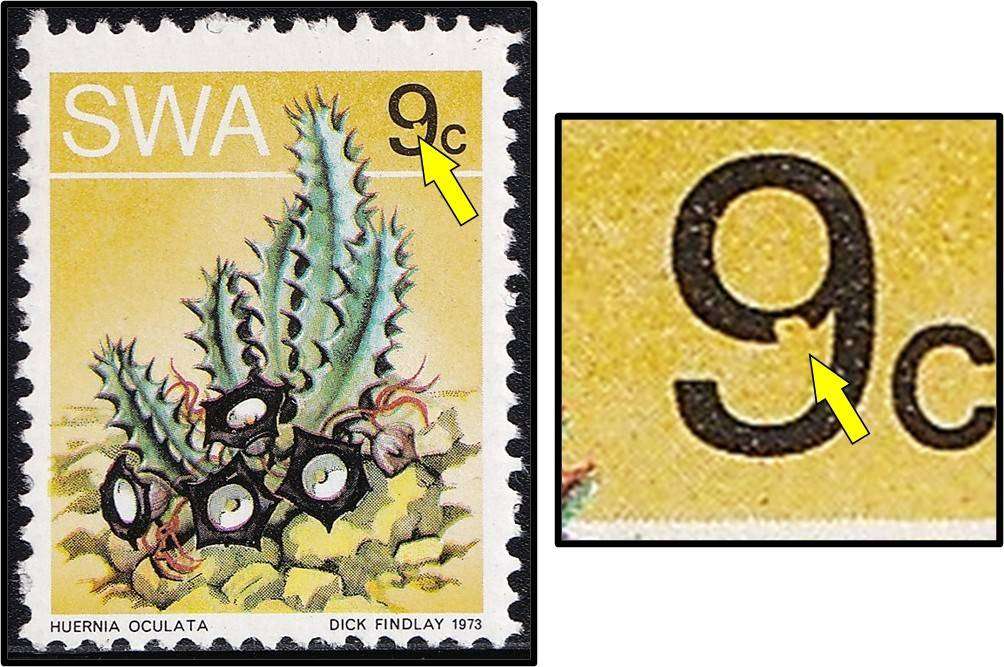 1973 SWA 9c UMM(**) Variety -  Broken "9"