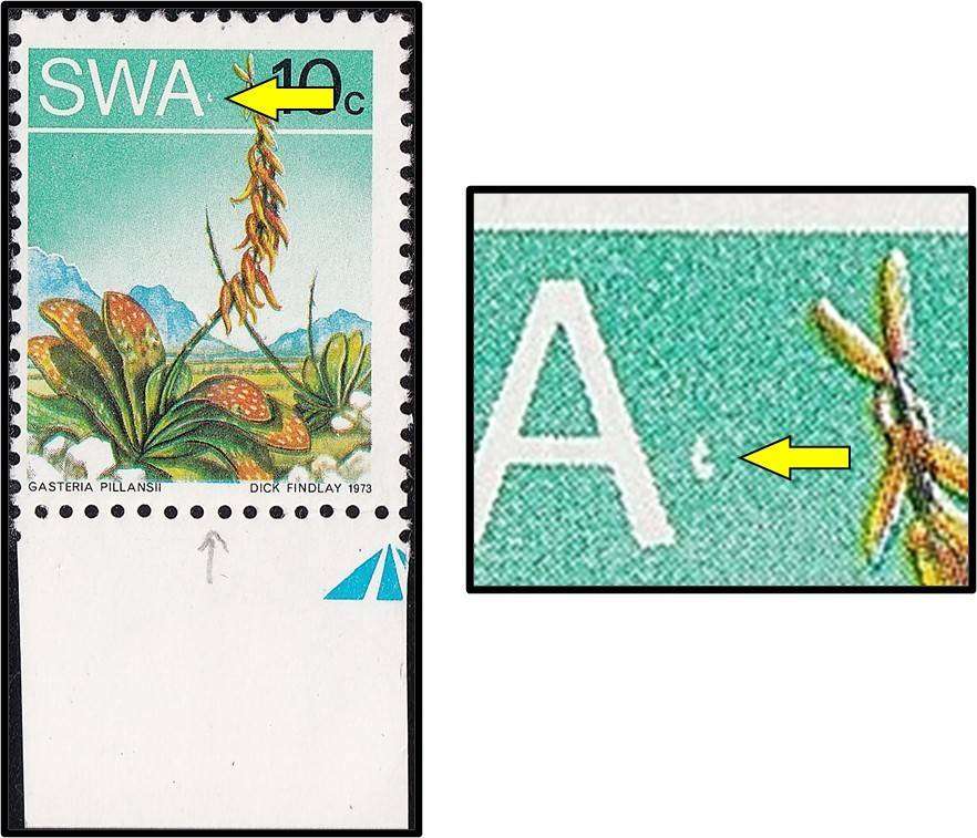 1973 SWA 10c UMM(**) Variety -  Small "c" to Right of "A" in SWA