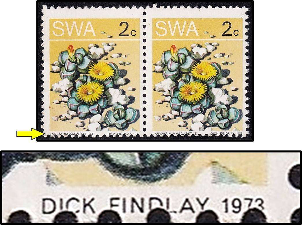 1973 SWA 2c MM(*) Variety -  Perforation Shifted into Lettering