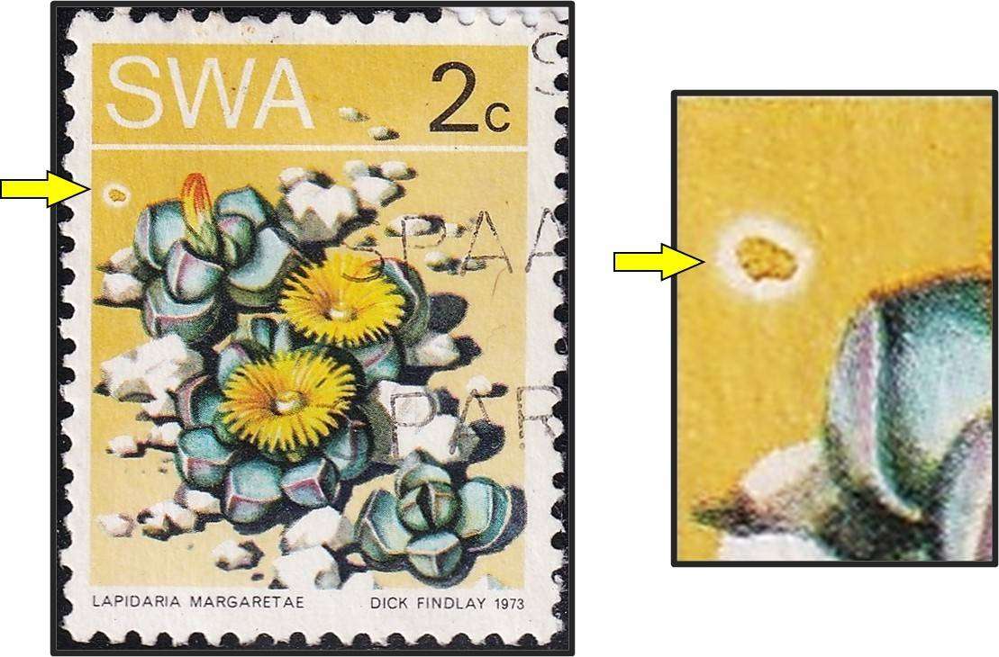 1973 SWA 2c VFU Variety - Large White "Ring Flaw" under "S"  - Scarce as Used