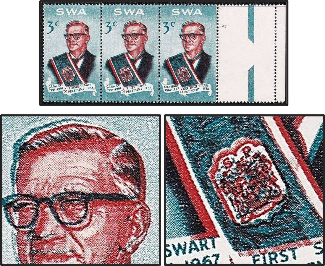 1968 SWA 3c UMM(**) Variety - Prominent Dark Blue Colour Shift