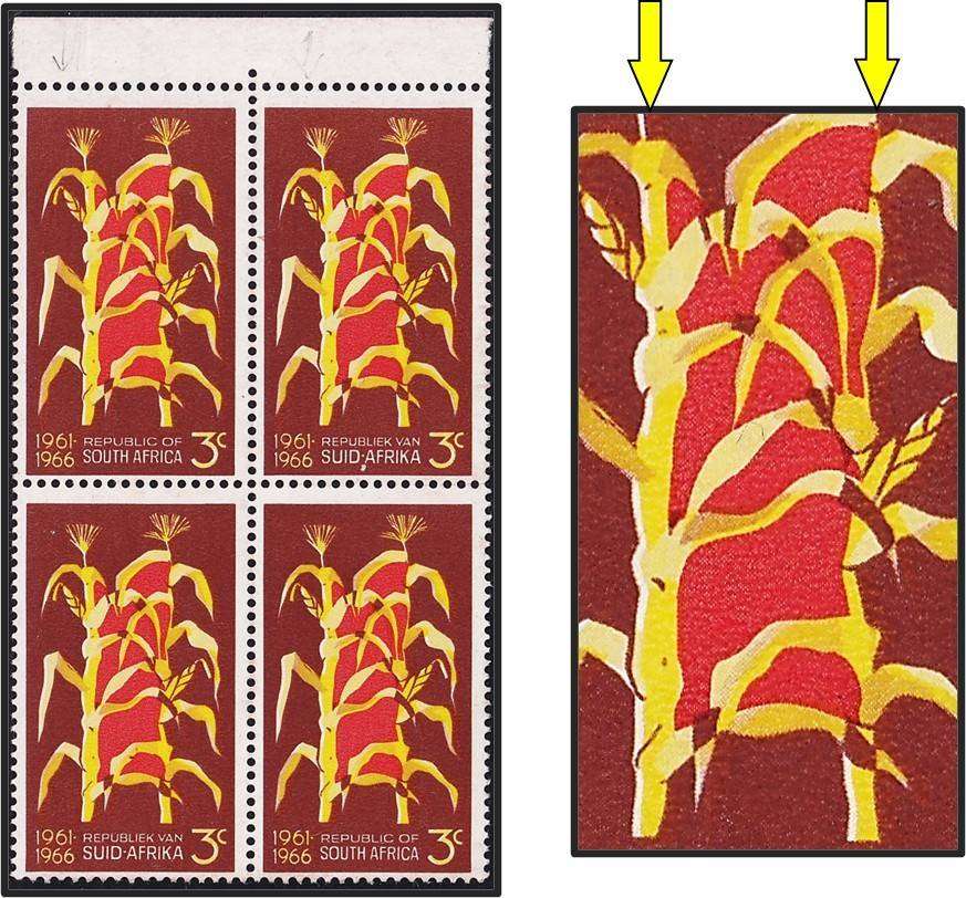 1966 RSA 3c UMM(**) Variety - Colour Shift - "Thin Stalk" - "Thick Stalk" Flaws