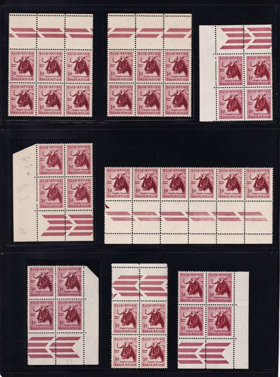 1954/60 Union 1d, Mostly UMM(**) Blocks, UHB Varieties etc.. Great Study Lot!