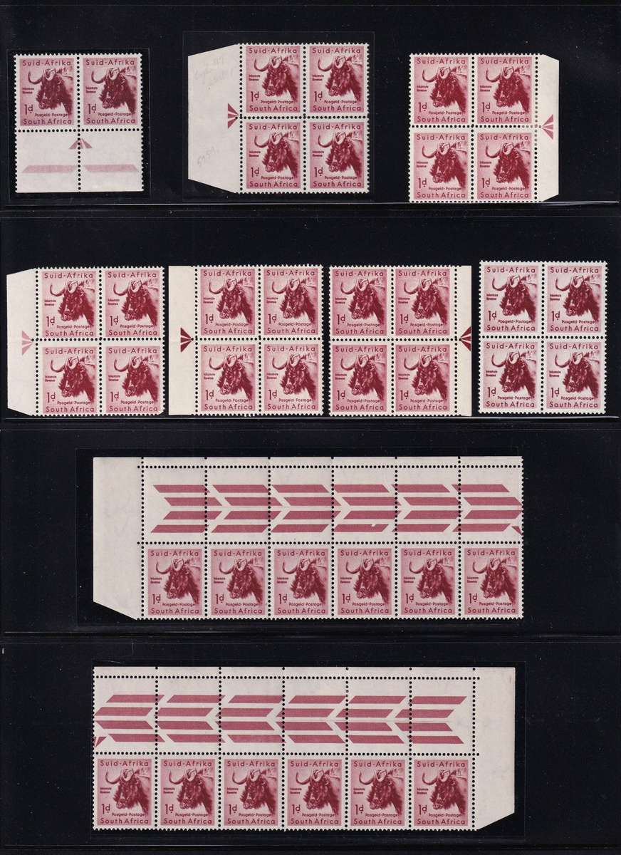 1954/60 Union 1d, Mostly UMM(**) Blocks, UHB Varieties etc.. Great Study Lot!
