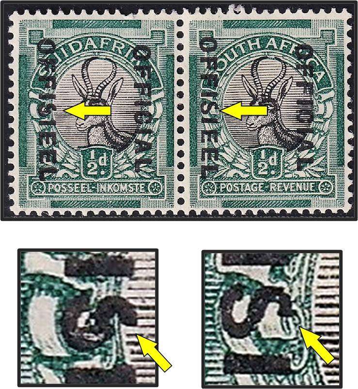 1930 Union ½d MM(*) Official Variety - Broken "S"
