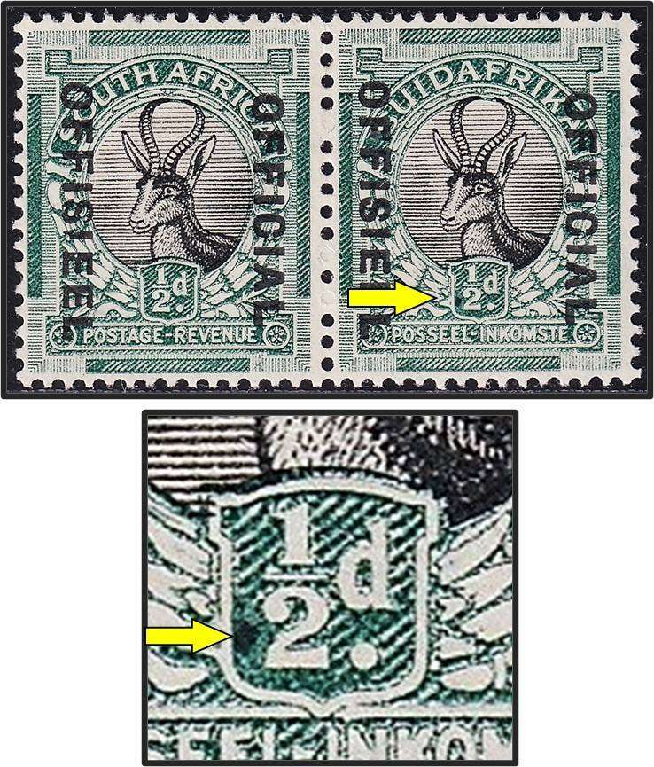 1930 Union ½d MM(*) Official Variety - Black dot next to "½d"