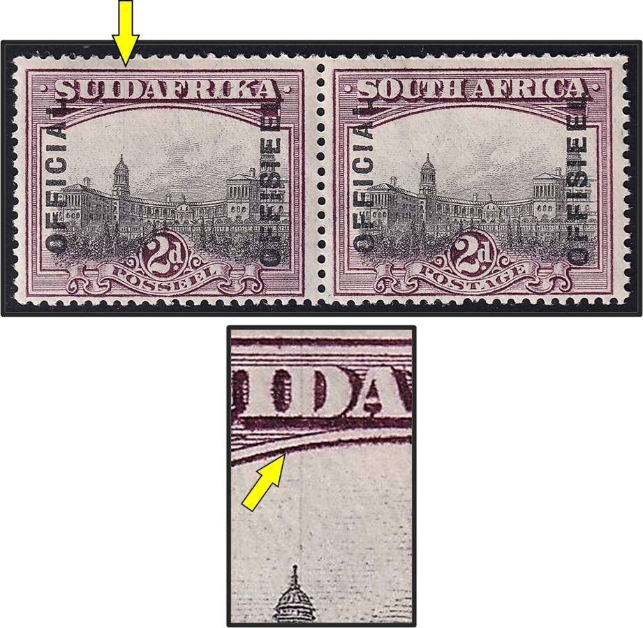 1928/9 Union 2d MM(*) Official Variety - Vertical Line from Left Tower