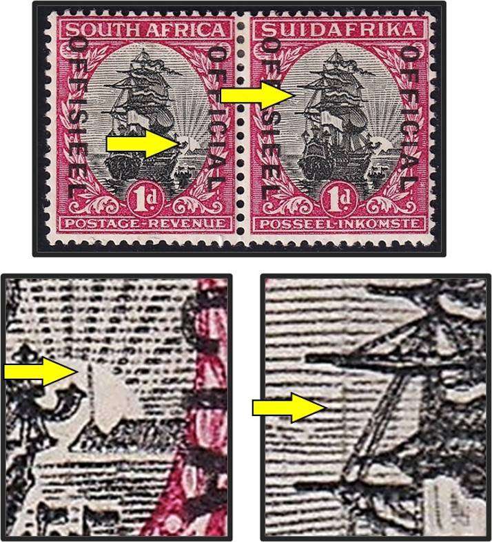 1930 Union 1d MM(*) Official Variety - Line in the Sun & Joined Yardarms - Rare Combo