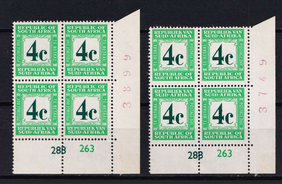 1962/9 RSA Postage Due CC.52a Controls: 1 x Afr Top & 1 x Eng Top  @ CV  R2,000