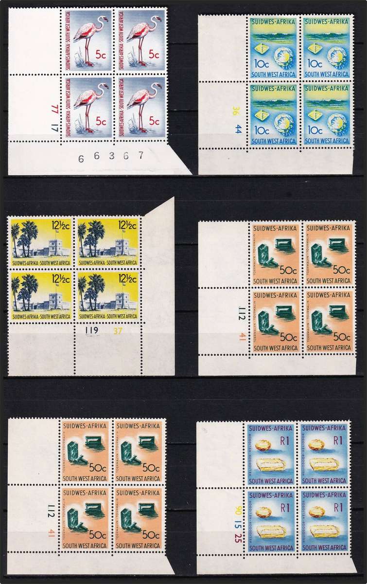 1961 SWA 1st Definitive Group 1 UMM(**) Control/Corner Blocks  @ CV  R3,919