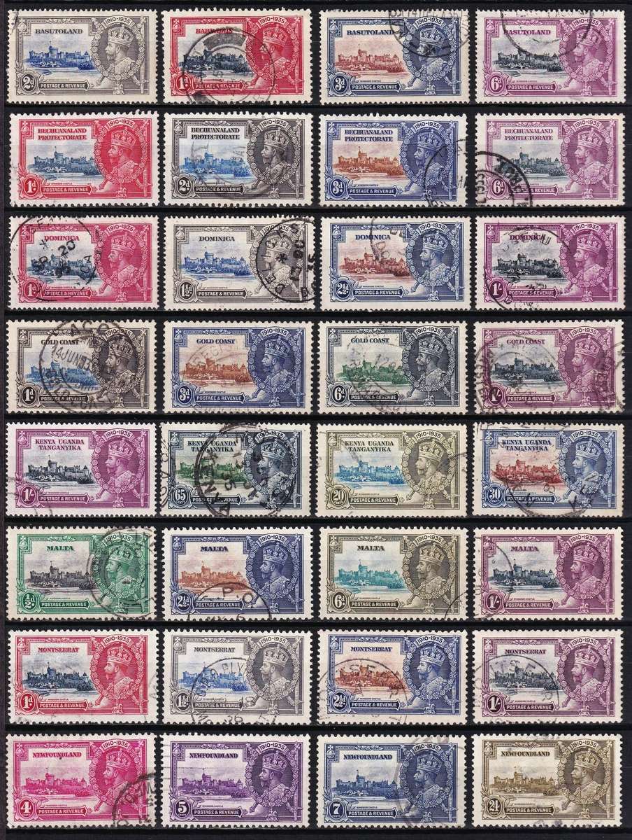 1935 Silver Jubilee VFU Sets x 16 (Some Scarce as Used)  -  High CV Lot!