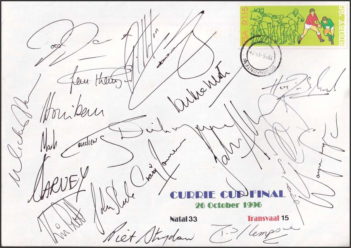 5 x 1989-1996 RSA Signed Rugby Covers, Natal Players, Tony Watson etc..