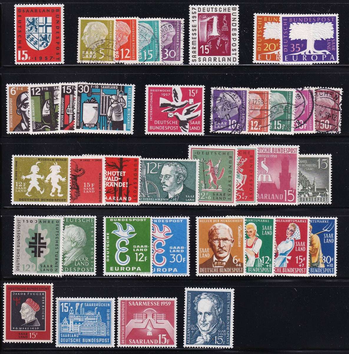 1947-1959 SAAR & SAARLAND, Mostly Used Issues/Sets  @ CV  R3,980+