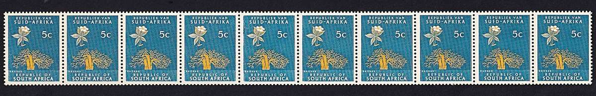 1971 RSA 5c 1st Definitive UMM(**) Coil strip of 10 (CC.294b)  @ CV  R2,500+