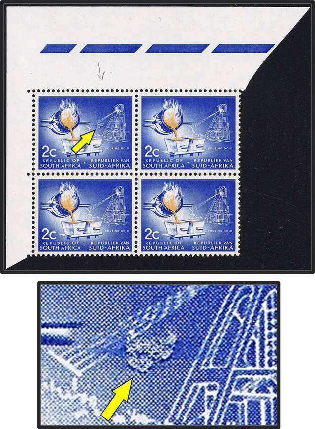 1967 RSA 2c UMM(**) TB Wmk, Variety - White Blob in Headgear