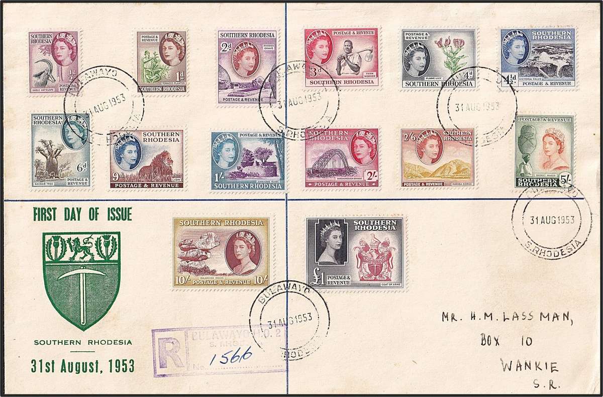 1953 Southern Rhodesia FDC with Complete Set  @ CV  R2,000
