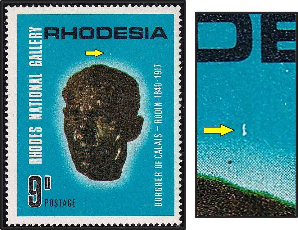 1967 Rhodesia 9d UMM(**) Variety - White Slash above Head