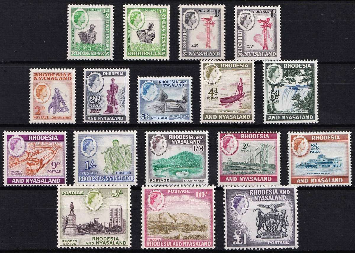1959 Rhodesia & Nyasaland QEII UMM(**) Set & Coils  @ CV  R2,802