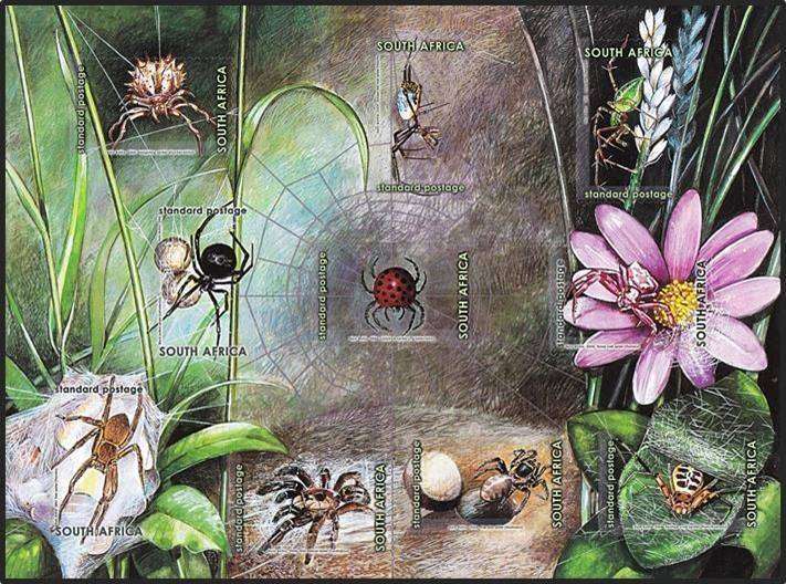 2004 RSA Wonder World of Spiders  UMM(**) Self-Adhesive Sheet  @ CV  R250