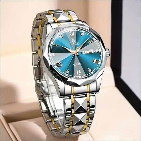 RUIGE Fashion Men's Waterproof Luminous Quartz Watch With Stainless Steel Strap