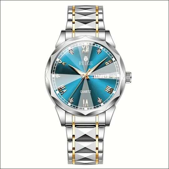 RUIGE Fashion Men's Waterproof Luminous Quartz Watch With Stainless Steel Strap