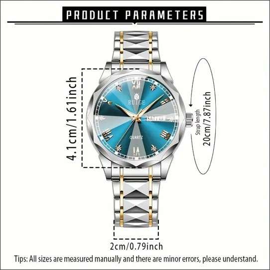 RUIGE Fashion Men's Waterproof Luminous Quartz Watch With Stainless Steel Strap