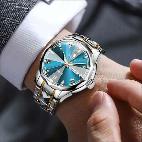 RUIGE Fashion Men's Waterproof Luminous Quartz Watch With Stainless Steel Strap