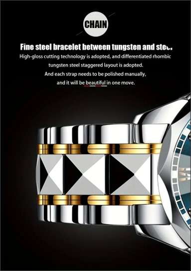 RUIGE Fashion Men's Waterproof Luminous Quartz Watch With Stainless Steel Strap