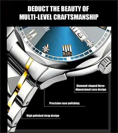 RUIGE Fashion Men's Waterproof Luminous Quartz Watch With Stainless Steel Strap