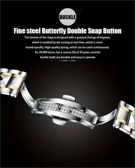 RUIGE Fashion Men's Waterproof Luminous Quartz Watch With Stainless Steel Strap