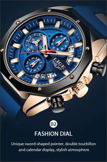 Top Brand LIGE Sports Chronograph Men's Watch, Luxury Luminous Quartz Clock, Large Dial