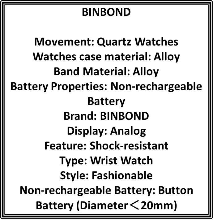 Binbond Rectangular Men's Casual Quartz Watch With Luminous Hands - Shockproof, Alloy Band, Analog D