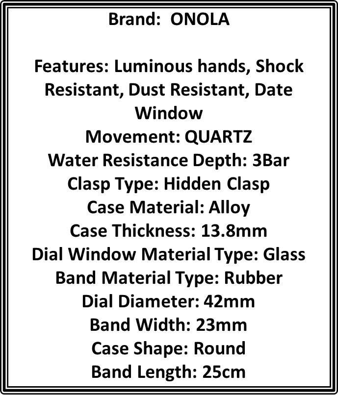 Onola Submariner Quartz Watch,  Rubber Strap (Red Face)