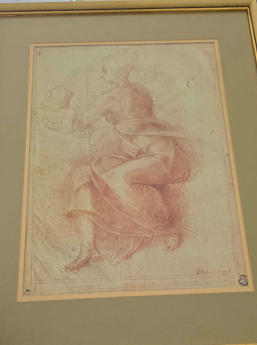 Tastefully framed print of Michaelangelo's famous work