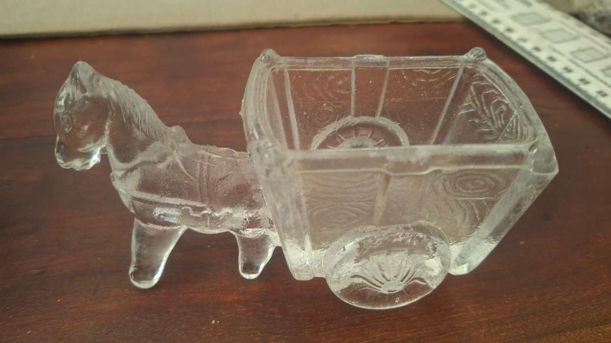 Vintage glass donkey with cart