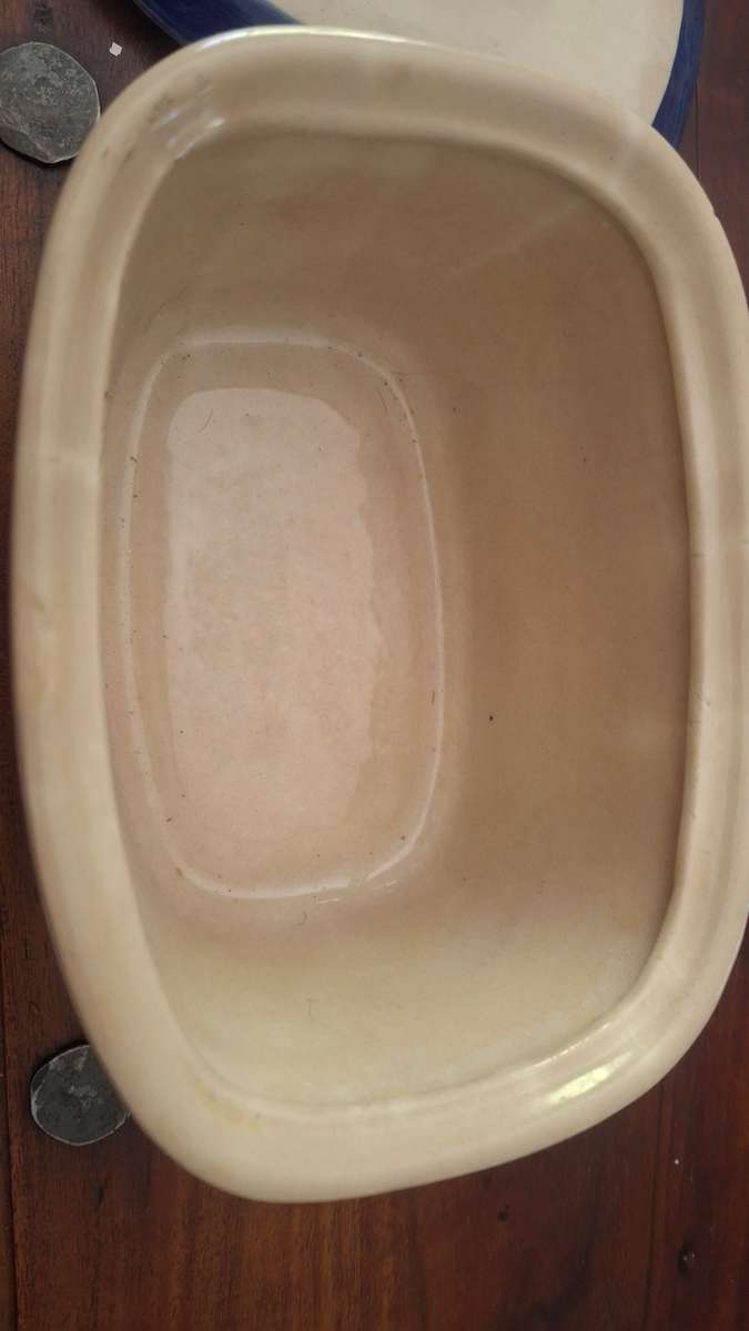 Vintage blue and white butter dish