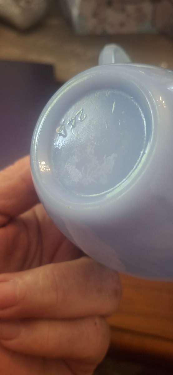 Blue Turquoise Glass vintage milk glass cups x 3