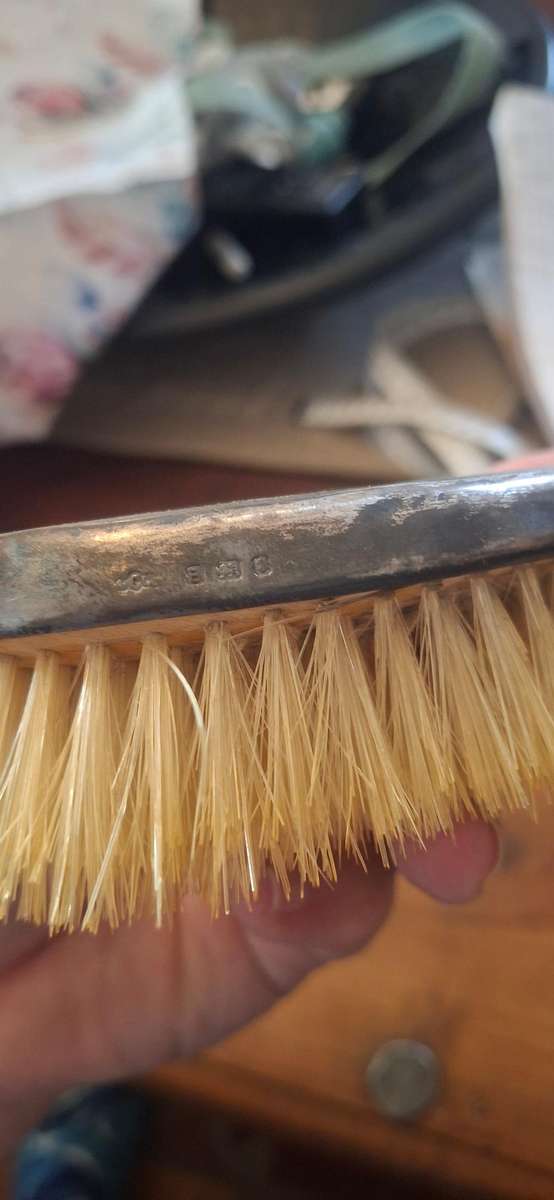 Vintage Sterling Silver brushes in leather case