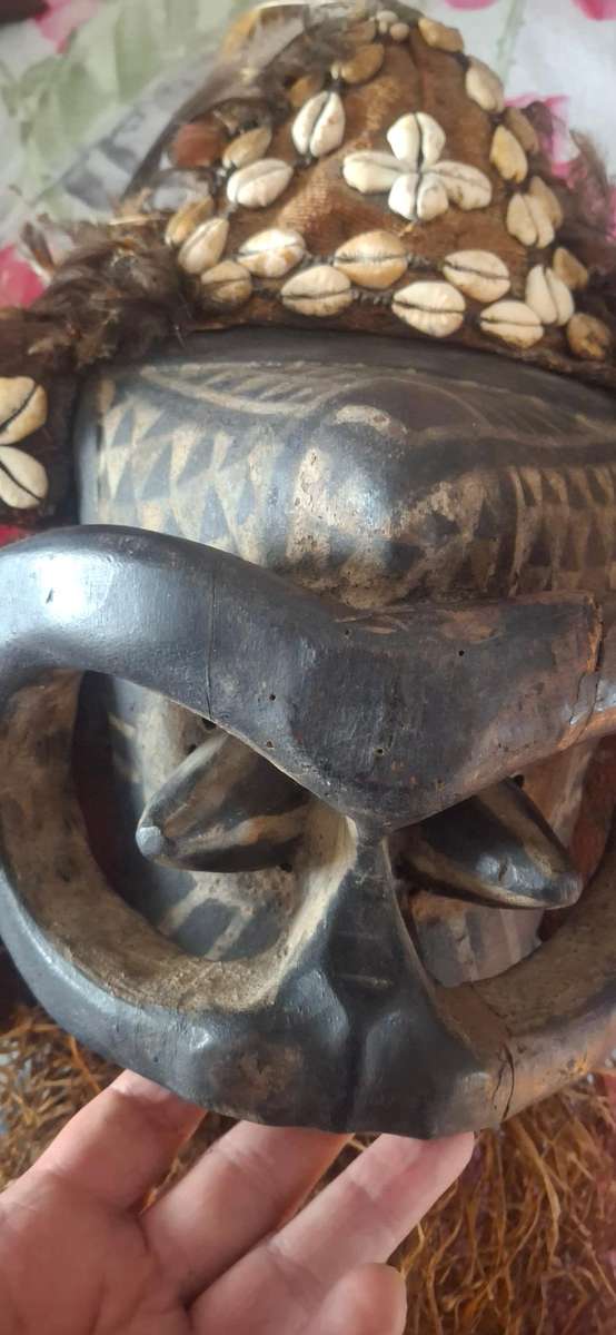 Wooden vintage original trible mask