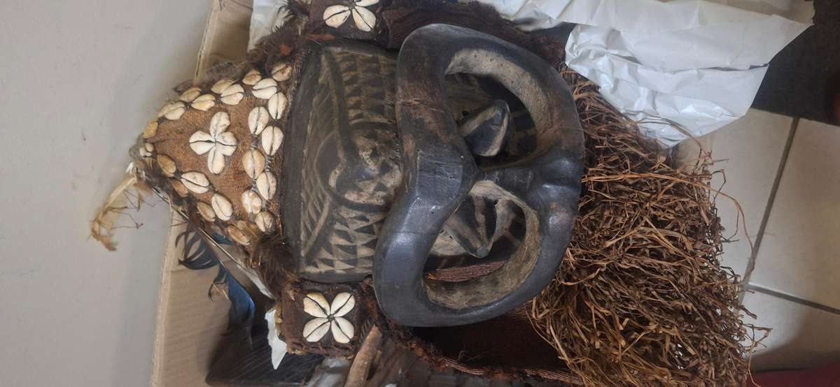 Wooden vintage original trible mask